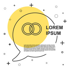 Black line Wedding rings icon isolated on white background. Bride and groom jewelry sign. Marriage symbol. Diamond ring. Random dynamic shapes. Vector