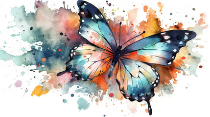 Watercolor butterfly clipart simple, white isolated background