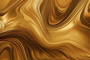 Złote fale, płynny metal - tło - Golden waves, liquid metal - background - AI Generated - obrazy, fototapety, plakaty