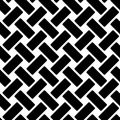 Weave seamless pattern. Repeating black woven basket isolated on white background. Repeated diagonal woven for design prints. Repeat basketweave structure. Geometric lattice. Vector illustration