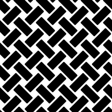 Weave seamless pattern. Repeating black woven basket isolated on white background. Repeated diagonal woven for design prints. Repeat basketweave structure. Geometric lattice. Vector illustration