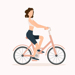 Naklejka na ściany i meble faceless illustration girl on a bicycle 
