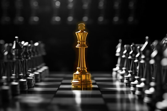 Success in Business or Talent Concept. Stand Out from the Crowd. Different and Individual. Spotlight Shining to the Golden. chess pieces. 3D rendering