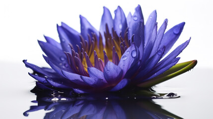 Blue Water Lily Flower, white isolated background
