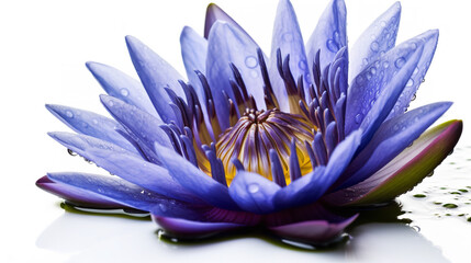 Obraz premium Blue Water Lily Flower, white isolated background