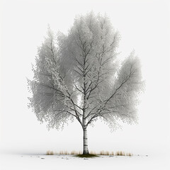 Fototapeta na wymiar Beautiful birch single tree isolated white background AI Generated image