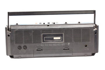 Old portable stereo cassette recorder.