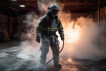 Naklejka premium Valentía en llamas: la vida de un bombero en imágenes