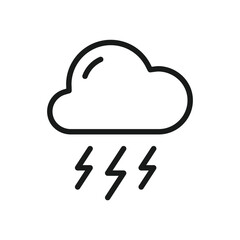 Cloud vector icon. Storm flat sign design. Lightning cloud vector icon. Weather symbol pictogram. UX UI icon