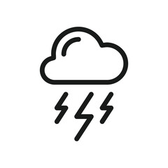 Cloud vector icon. Storm flat sign design. Lightning cloud vector icon. Weather symbol pictogram. UX UI icon