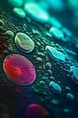 Obraz na płótnie Canvas microscopic view of yeast candida auris, generative ai 