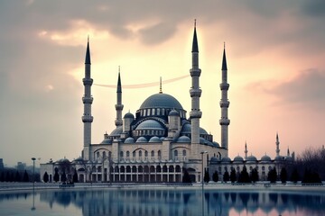 Fototapeta na wymiar Beautiful mosque wallpaper. Illustration. AI-Generated