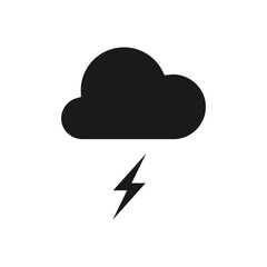 Cloud vector icon. Storm flat sign design. Lightning cloud vector icon. Weather symbol pictogram. UX UI icon