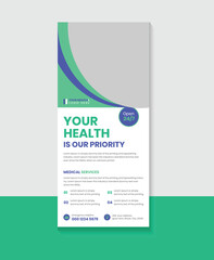 Creative Concept Medical Health Care rack card or DL Flyer or banner layout.