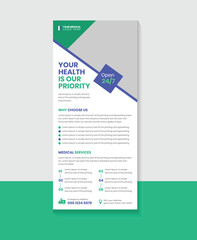 Creative Concept Medical Health Care rack card or DL Flyer or banner layout.