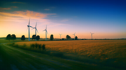 Kashubian Wind Farm: A Sustainable Source of Energy. created with Generative AI - obrazy, fototapety, plakaty