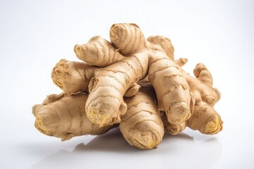Fototapeta premium Composition of fresh ginger root. Generative AI