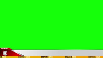 live breaking news lower third with blank text and seamless looping 4k green screen