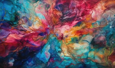 Abstract multicolored marble texture background, Design wrapping paper, wallpaper, Mixing acrylic paints, generative AI