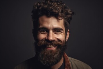 Obraz premium Smiling bearded man looking at camera. Generative AI 