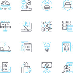 E-commerce sales linear icons set. Marketing, Conversion, Sales, Traffic, Checkout, Affiliates, Discounts line vector and concept signs. Fulfillment,Inventory,Shipping outline illustrations