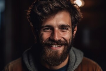 Obraz premium Smiling bearded man looking at camera. Generative AI 