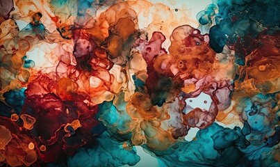 Alcohol ink texture, Fluid ink abstract background, art for design, generative AI