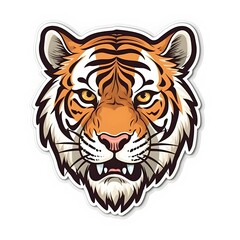 Fototapeta na wymiar tiger face sticker on white background