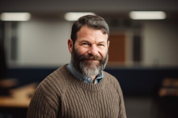 Obraz premium Portrait of a senior businessman with grey hair and beard in office