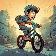 a boy on a bike