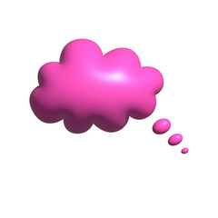 Pink 3D speech bubble icon, isolated on a pink background. Emty text cloud for social media, comments or dialoges. Thought balloon illustration.
