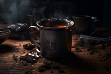 Fototapeta na wymiar Tea that has gone cold. Generative AI