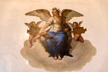 An angel on a cloud. Fresco