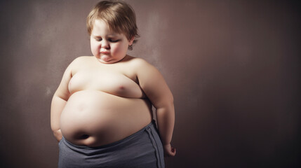 fat child belly - obrazy, fototapety, plakaty