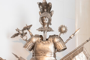 iron armor, objects from the tomb of Alexander Nevsky in the Hermitage, St. Petersburg. Historical items, iron armor