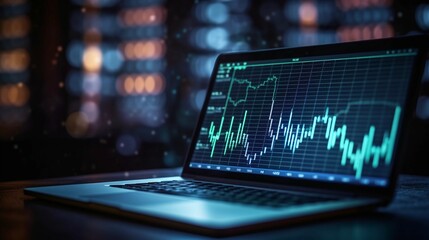 Digital Analysis: Zoomed-In Financial Graph Display. Ai generative