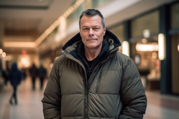 Fototapeta premium Portrait of mature man in a shopping mall. Looking at camera.