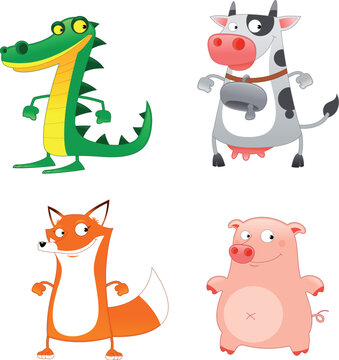 Funny Animals - stupid cartoon and vector characters