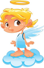 Baby Angel, funny cartoon and vector character