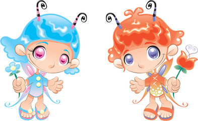 Two Little Fairies, vector and cartoon characters