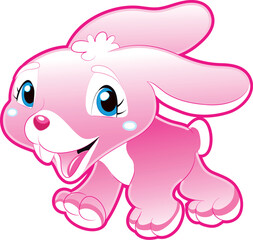 Baby Pink Rabbit - cartoon and vector character