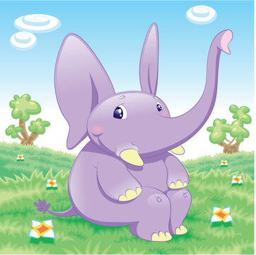 Baby Elephant - cartoon and vector illustration