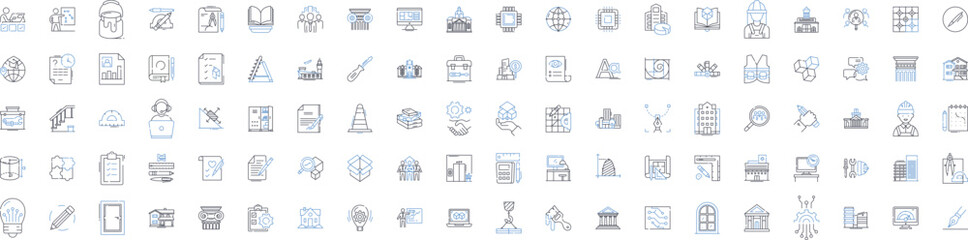 Scientific equipment line icons collection. Spectrometer, Microscope, Telescope, Bunsen Burner, Beaker, Pipette, Centrifuge vector and linear illustration. Petri Dish,Retort Stand,Thermometer outline