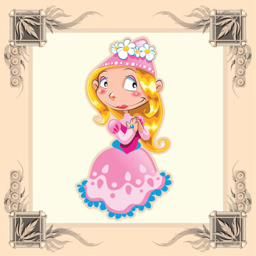 Funny Princess, cartoon and vector illustration