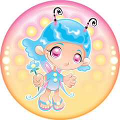 Baby Fairy. Funny cartoon and vector illustration