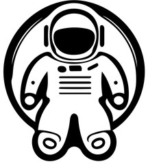 Mascot logo of an astronaut in black and white, vector illustration of an astronaut in spacesuit 