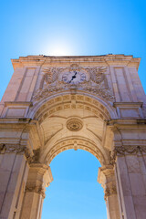 Obraz premium Famous arch at thr Praca do comercio and sunlight- Lisbon, Portugal