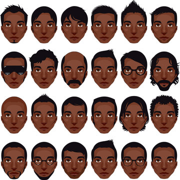 Avatar, men's portraits. Vector isolated characters with different hairstyles