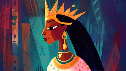 cute fairytale children book style illustration character art, cute fairytale tribal princess in forest, Generative Ai