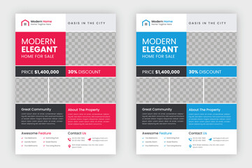 Creative and clean real estate flyer for real estate and property business. Modern Home Sale Flyer	